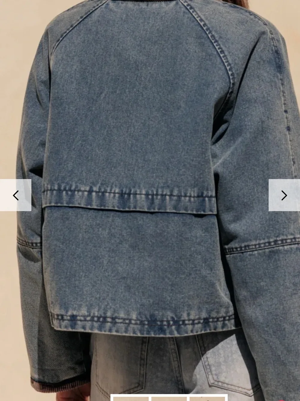 Cali1850 Denim Jacket with Contrast Corduroy Collar - Blue - Picture 3 of 5